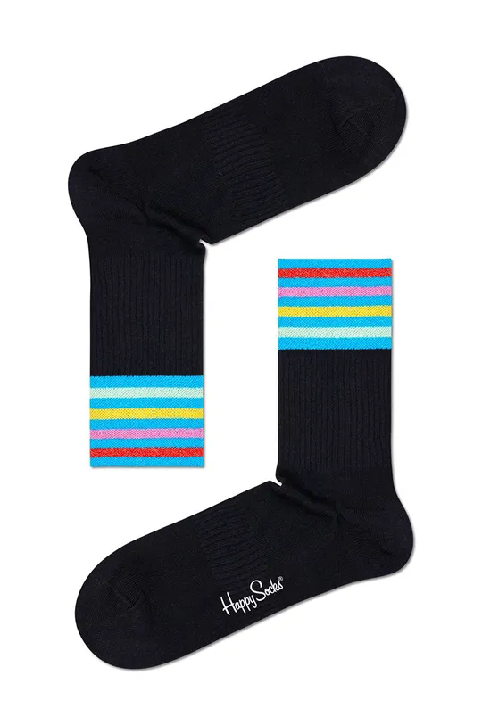 Happy Socks - Ponožky Colour Cuff 3/4 Crew čierna