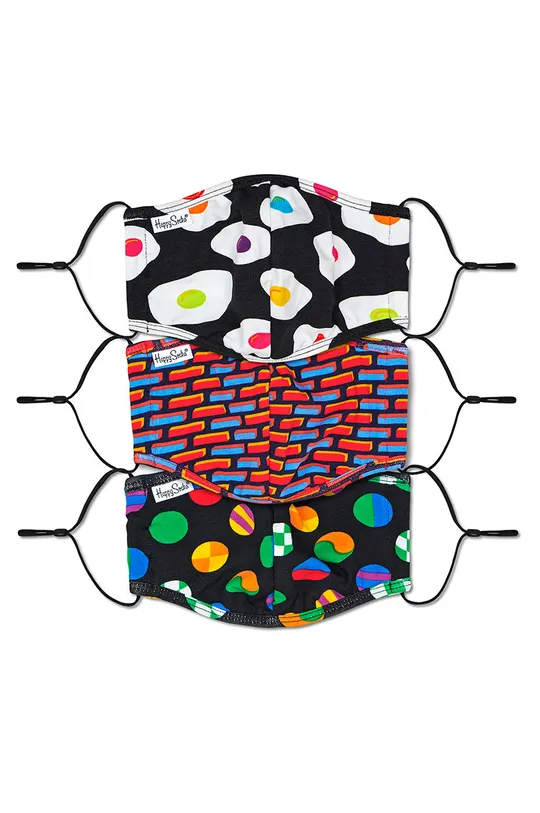 барвистий Happy Socks - Багаторазова захисна маска (3-pack) Unisex