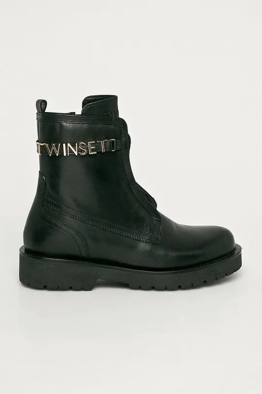 čierna Twinset - Kožené členkové topánky Dámsky