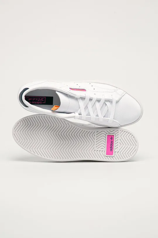biały adidas Originals - Buty skórzane Sleek W FY6669