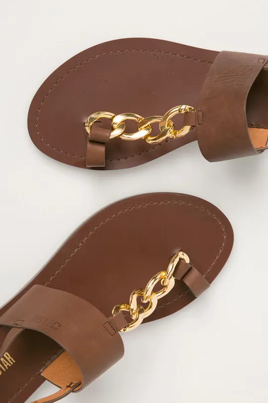 hnedá Big Star - Kožené sandále