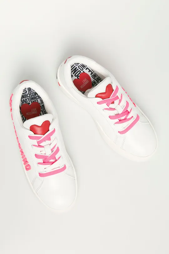 biela Love Moschino - Kožená obuv