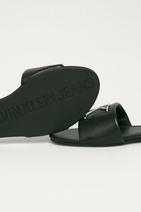 Calvin Klein Jeans - Kožené šľapky čierna