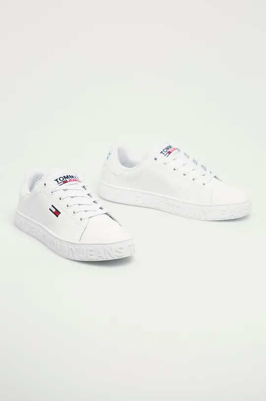 Tommy Jeans - Шкіряні черевики білий