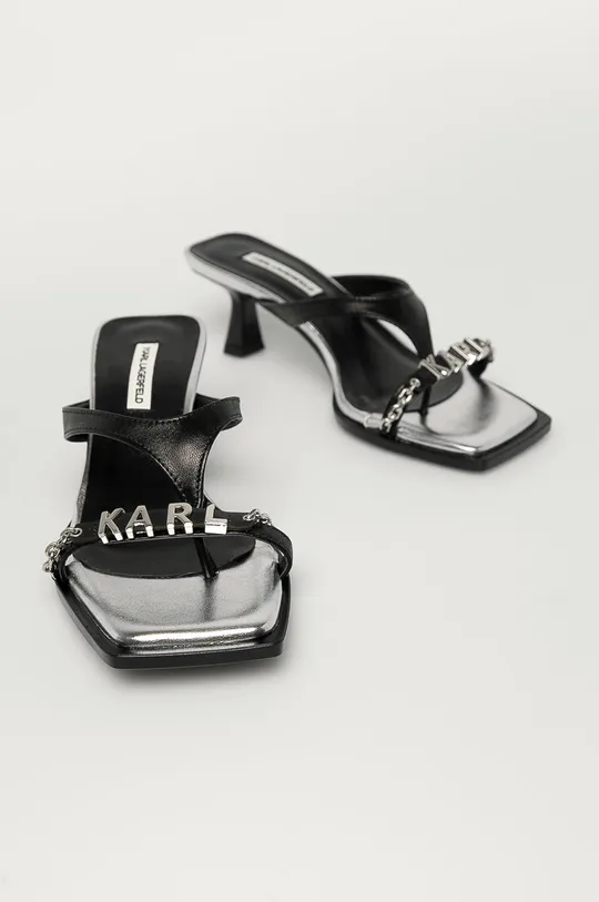 Karl Lagerfeld - Δερμάτινες παντόφλες μαύρο