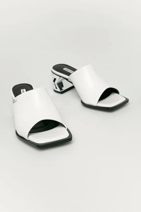 Karl Lagerfeld - Kožené šľapky biela