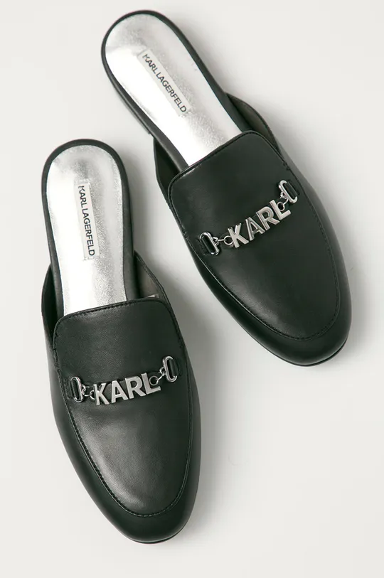 fekete Karl Lagerfeld bőr papucs