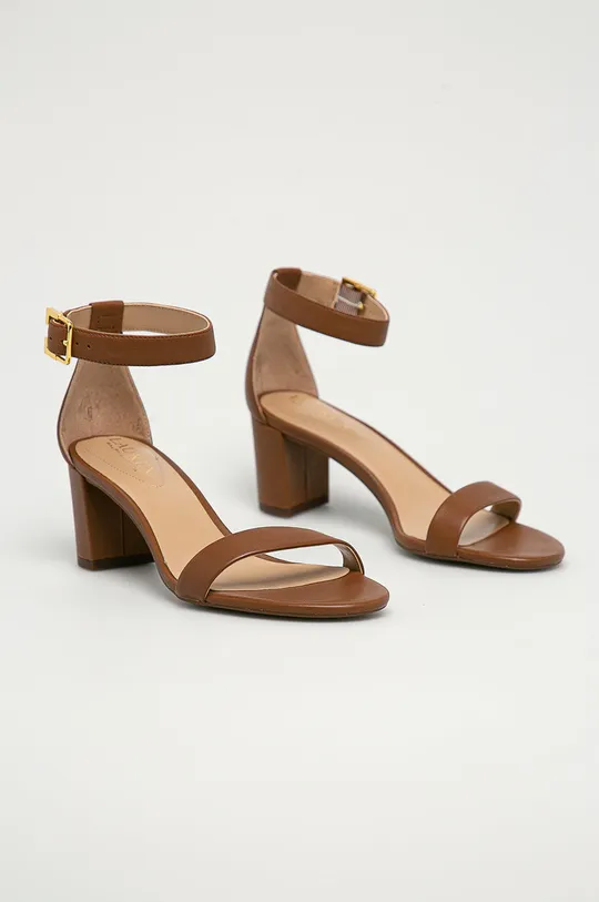 Lauren Ralph Lauren - Kožené sandále hnedá