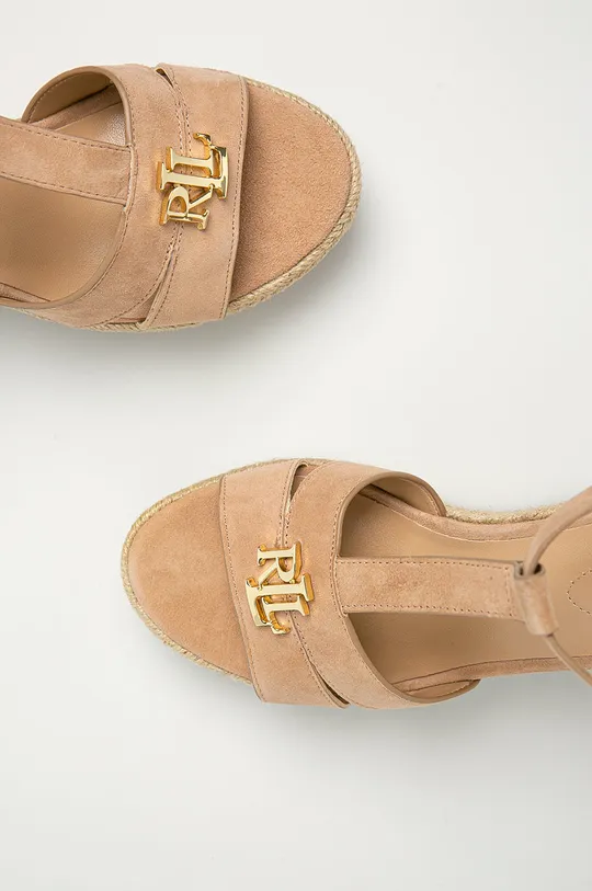 béžová Lauren Ralph Lauren - Semišové sandále