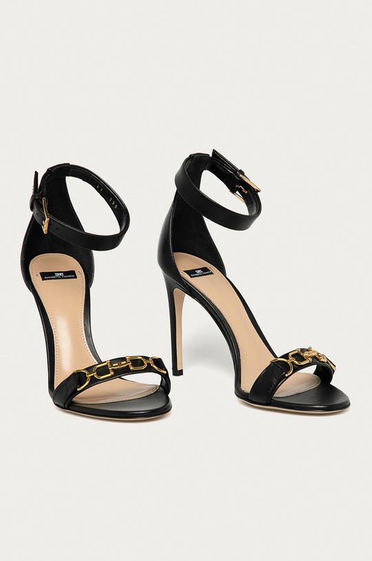 Elisabetta Franchi - Kožené sandále čierna