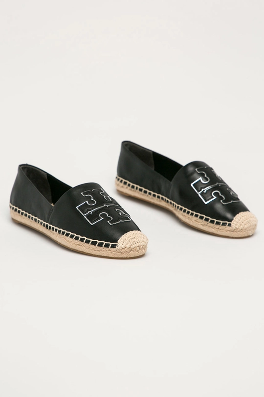 Tory Burch - Kožené espadrilky čierna