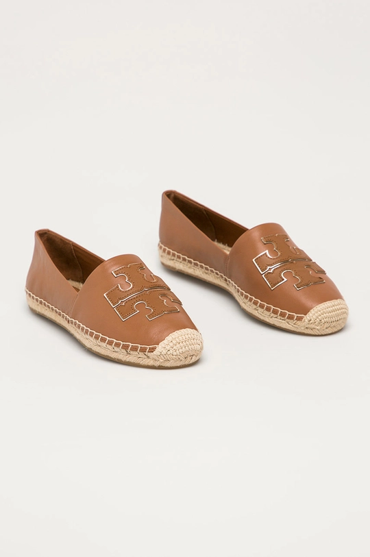 Tory Burch - Espadryle skórzane Ines brązowy