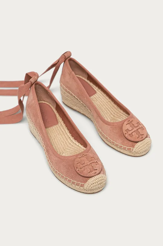 Semišové espadrilky Tory Burch ružová