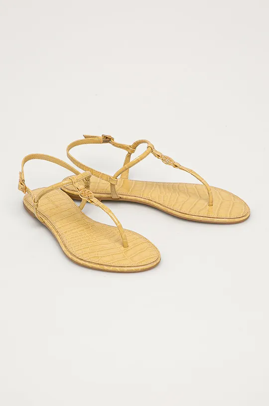 Kožené sandále Tory Burch žltá