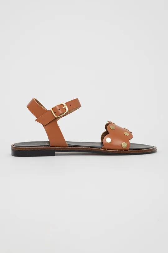 hnedá Kožené sandále Sisley Dámsky