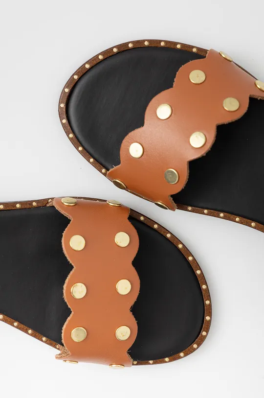 hnedá Kožené sandále Sisley
