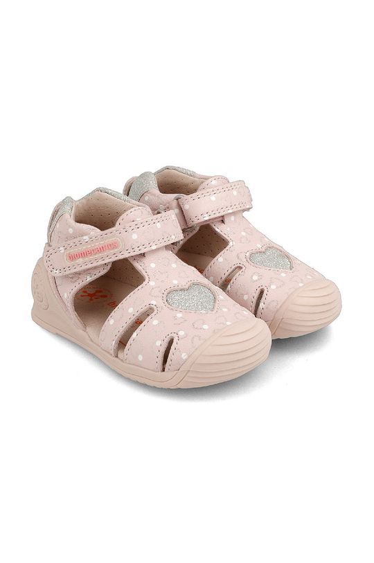 pastelově růžová Biomecanics - Dětské kožené sandály Dívčí