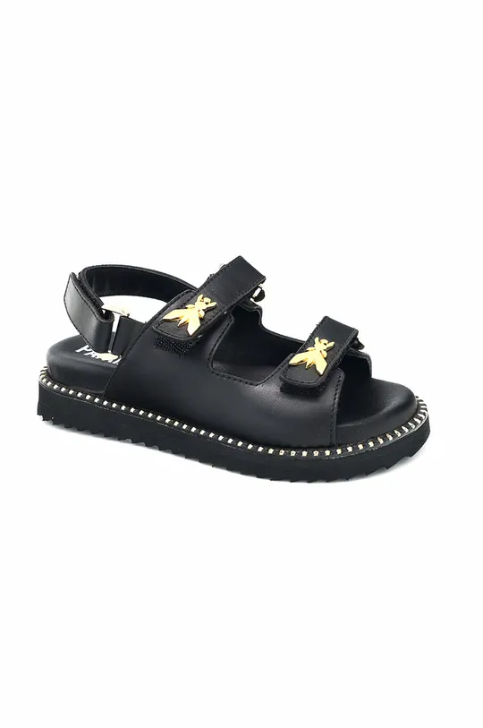 čierna Patrizia Pepe - Detské kožené sandále Dievčenský