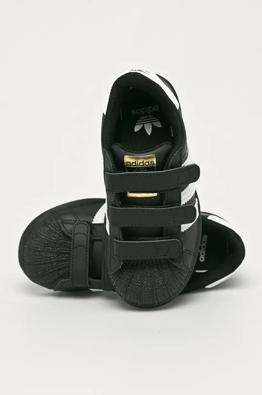 čierna adidas Originals - Detské kožené topánky Superstar CF EF4840