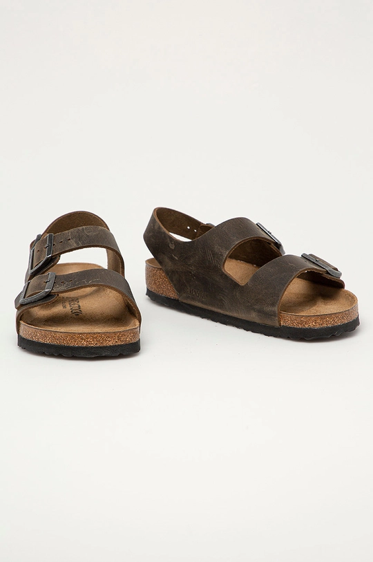 Birkenstock usnjeni sandali Milano zelena