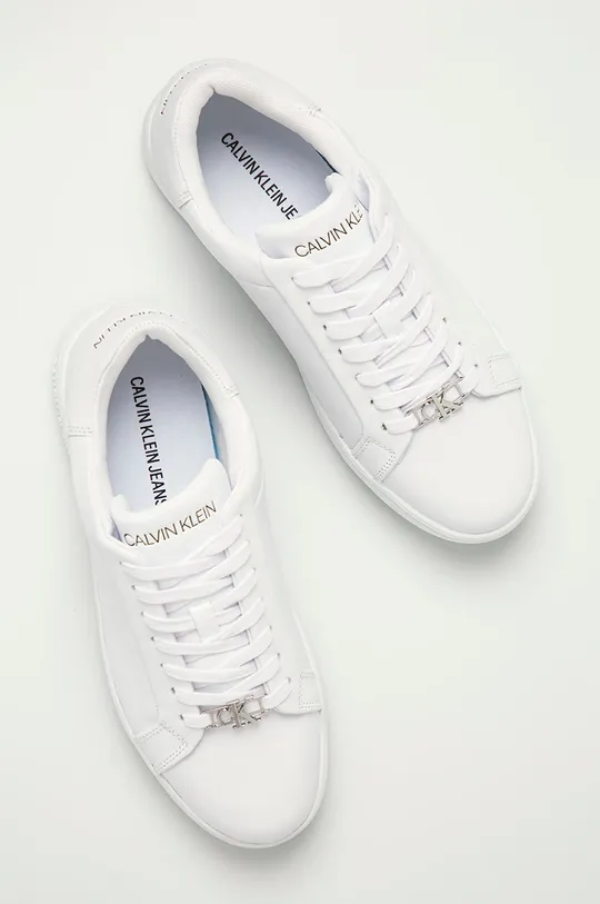 biały Calvin Klein Jeans - Buty skórzane YM0YM00084YAF