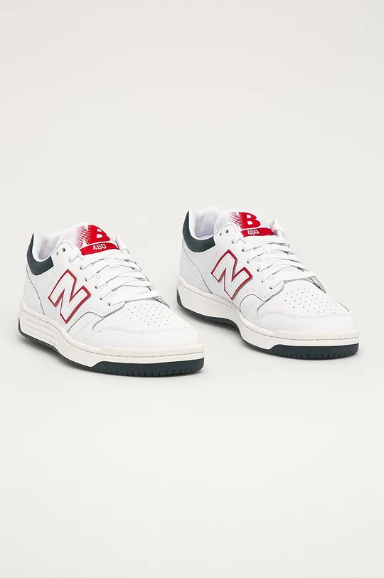 New Balance - Kožená obuv biela