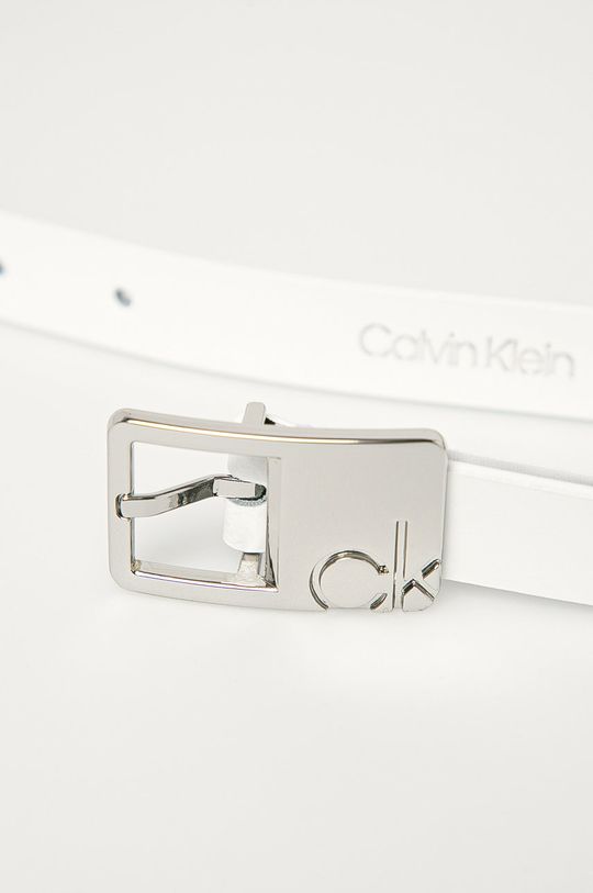 Calvin Klein - Kožený opasok biela