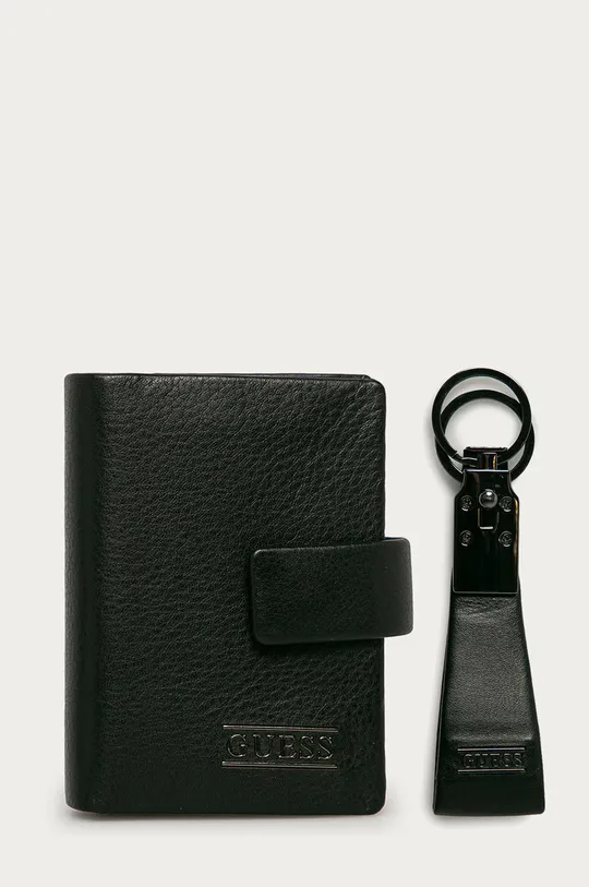 čierna Guess - Kožená peňaženka + kľúčenka Pánsky
