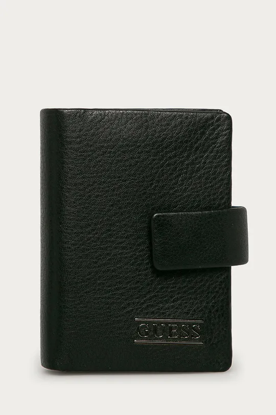 Guess - Kožená peňaženka + kľúčenka čierna