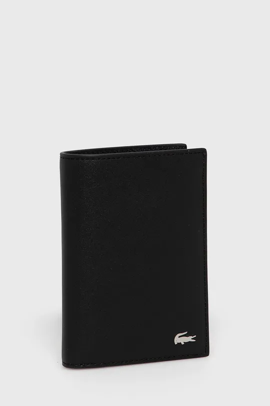 Шкіряний гаманець Lacoste чорний