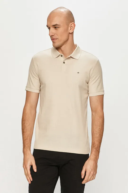 béžová Calvin Klein - Polo tričko Pánsky