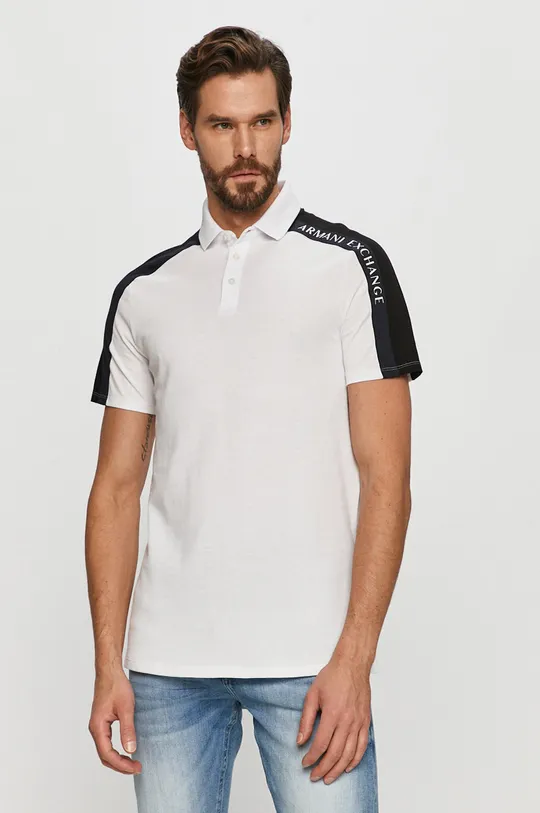 biela Armani Exchange - Polo tričko Pánsky