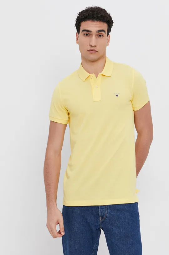 žltá Bavlnené polo tričko Gant Pánsky