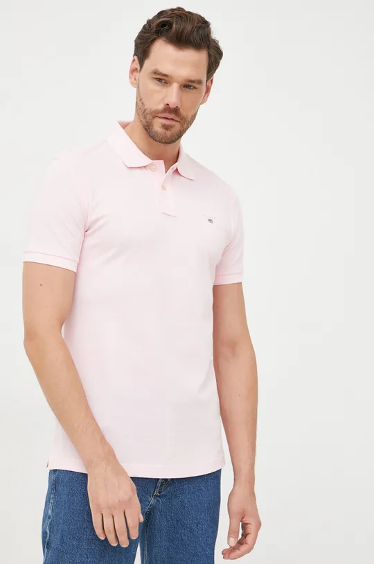 ροζ Βαμβακερό μπλουζάκι πόλο Gant Ανδρικά