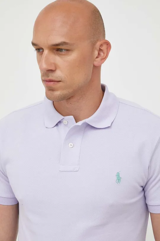 fialová Bavlnené polo tričko Polo Ralph Lauren