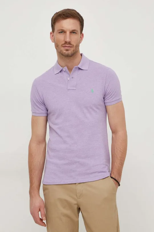 fialová Bavlnené polo tričko Polo Ralph Lauren