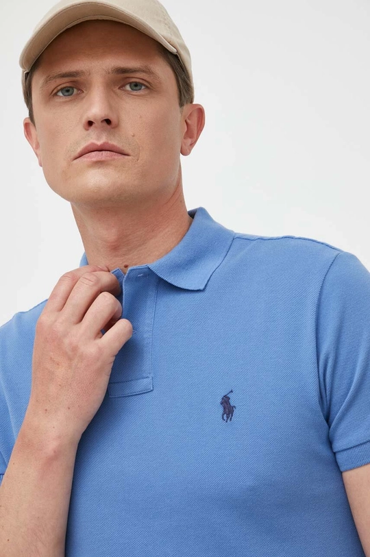 μπλε Βαμβακερό μπλουζάκι πόλο Polo Ralph Lauren