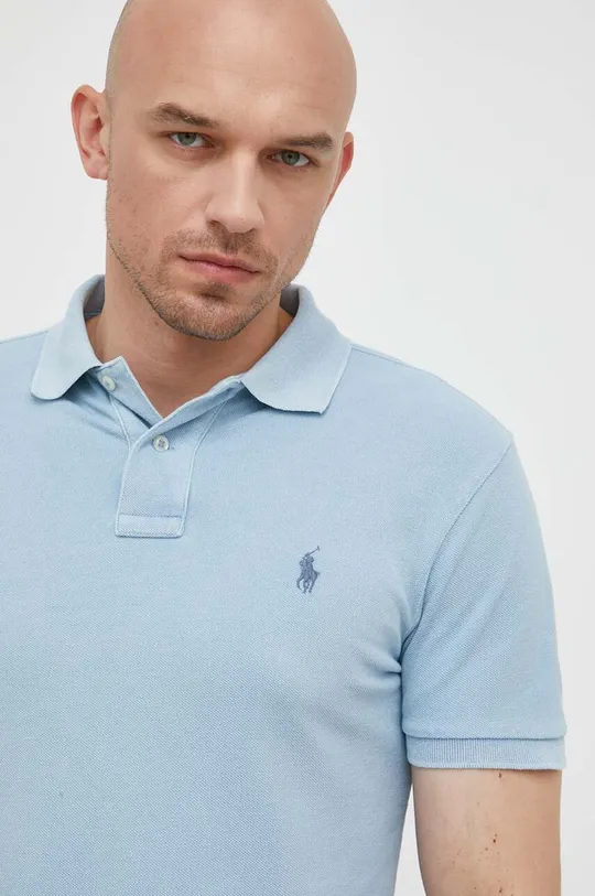 modrá Bavlnené polo tričko Polo Ralph Lauren
