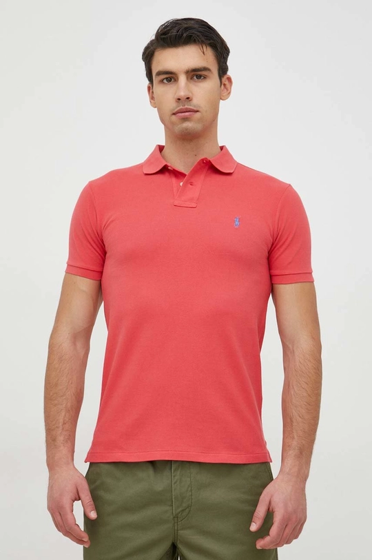 czerwony Polo Ralph Lauren polo bawełniane