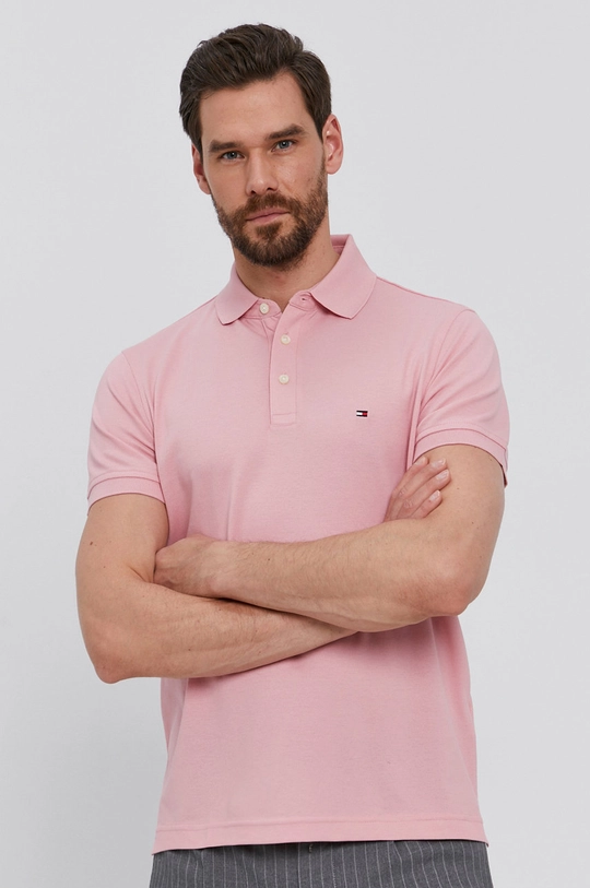 różowy Tommy Hilfiger Polo Męski