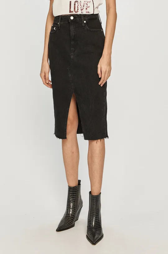 čierna Calvin Klein Jeans - Rifľová sukňa Dámsky