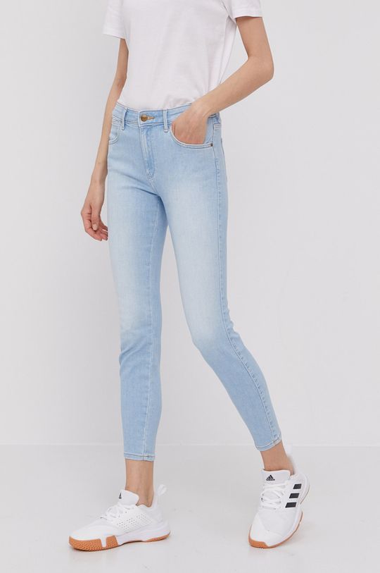 Wrangler jeansy Skinny Crop Soft Sunfade blady niebieski