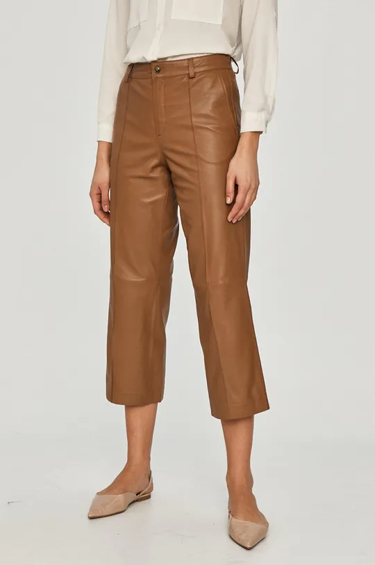 коричневый Mos Mosh - Кожаные брюки Женский