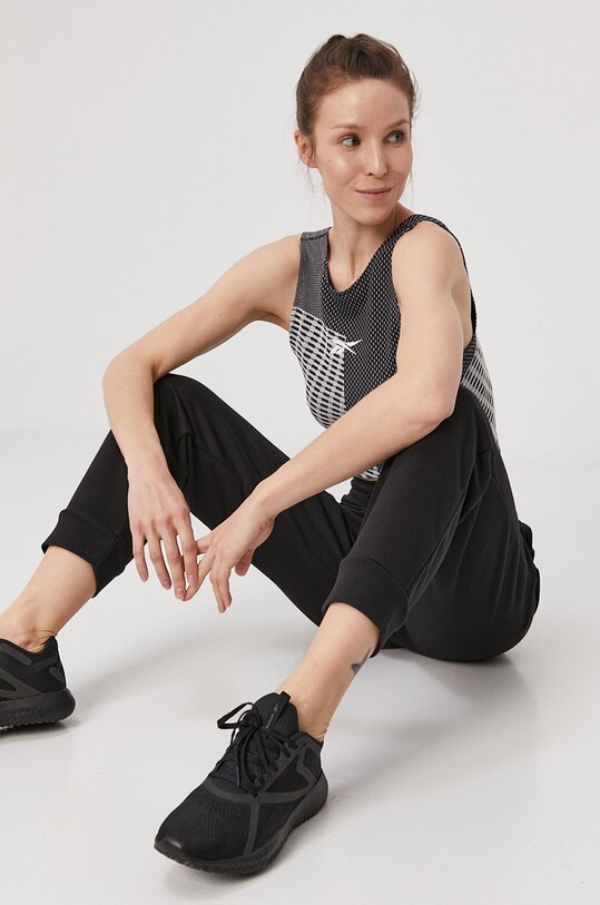 Reebok Spodnie GI6611, damskie kolor czarny z aplikacją | Answear.com