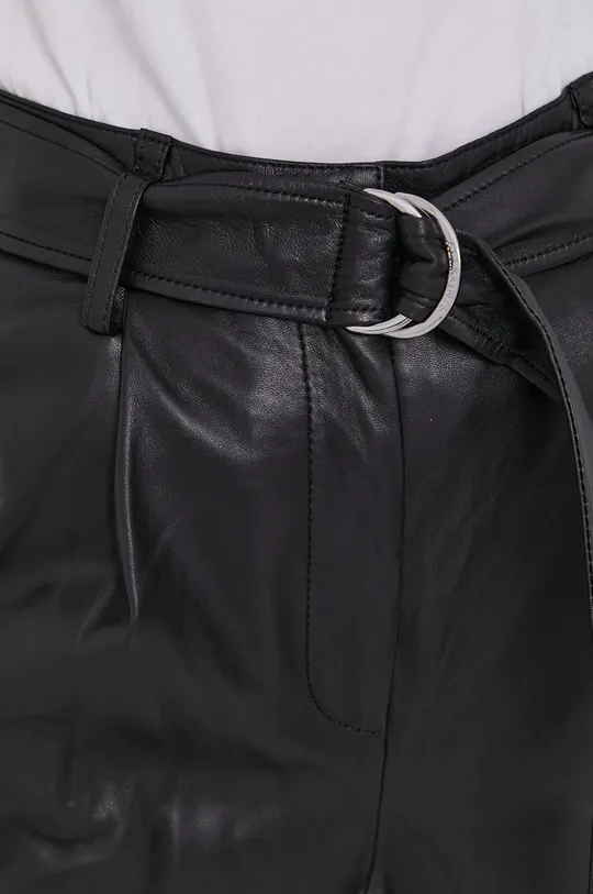 czarny AllSaints Spodnie skórzane