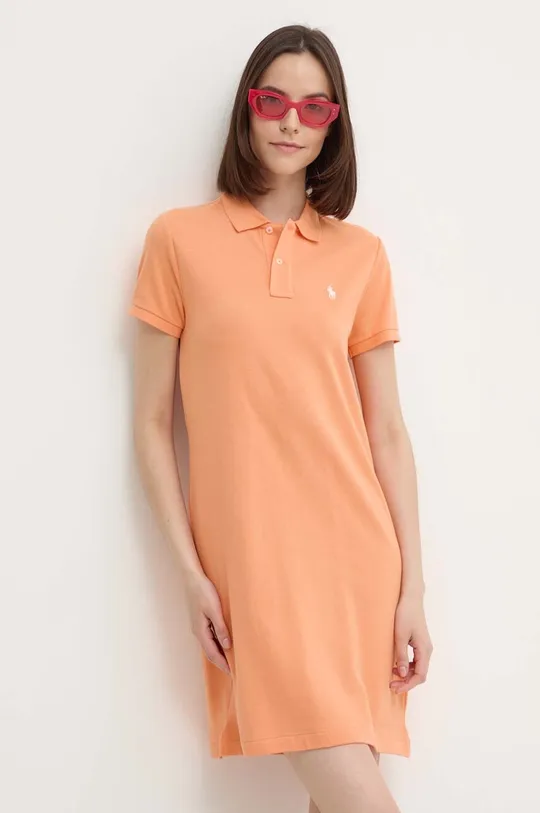 πορτοκαλί Βαμβακερό φόρεμα Polo Ralph Lauren Γυναικεία
