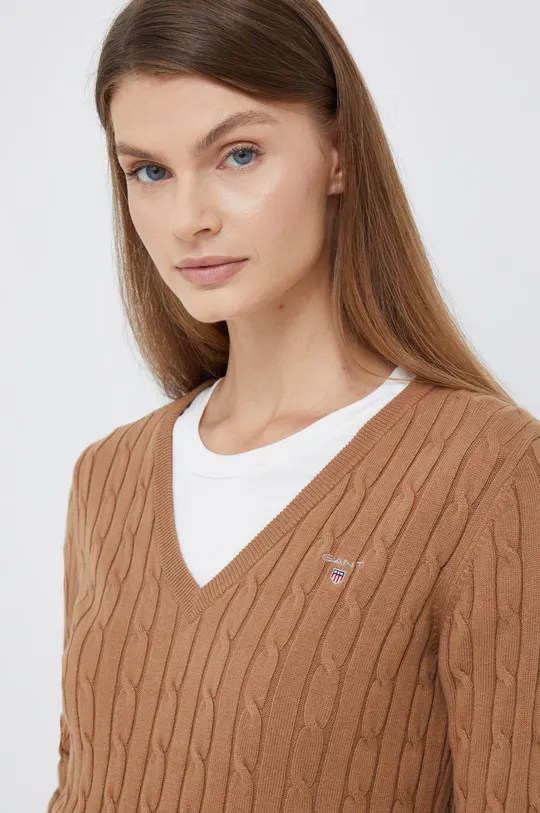 brązowy Gant sweter