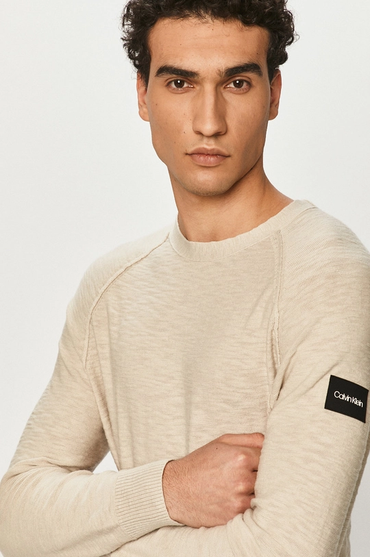 beżowy Calvin Klein Sweter Męski