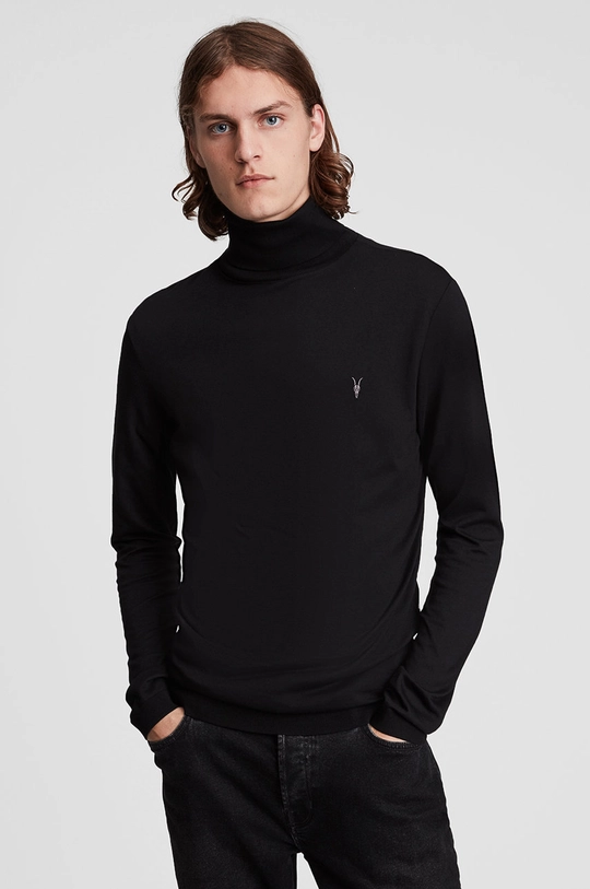 czarny AllSaints - Sweter PARLOUR LS ROLL NECK Męski