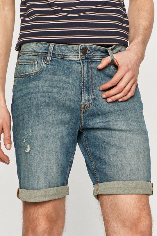 modrá Produkt by Jack & Jones - Rifľové krátke nohavice Pánsky